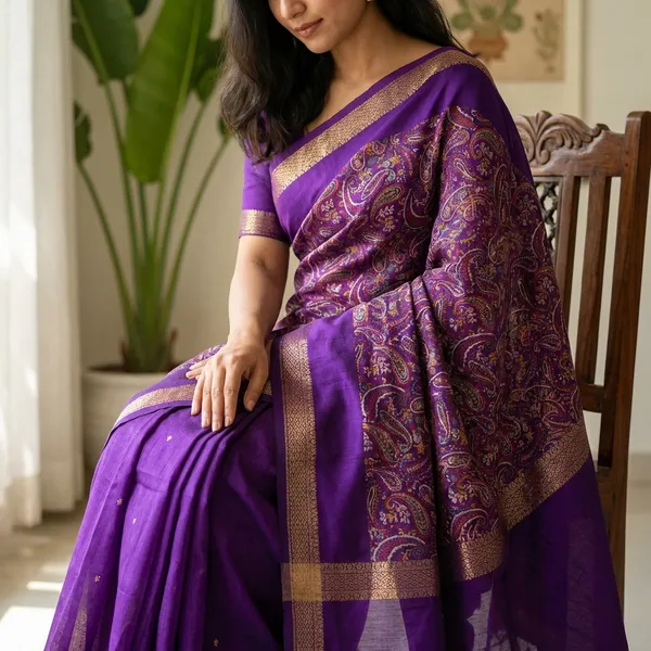 Purple_Super_Premium_Black_Dola_Silk_Saree_With_Rich_Paisley_Weaving_Golden_Border_Lightweight_Office_Formal_Wear_Saree_With_Matching_Blouse