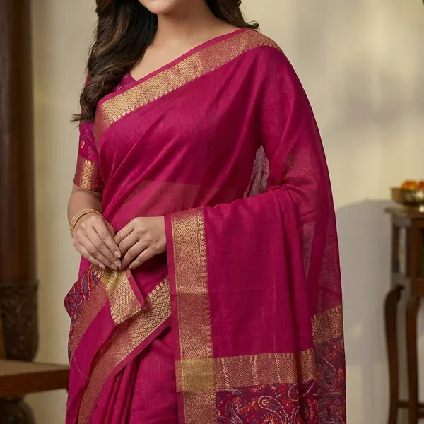 Red_Super_Premium_Dola_Silk_Saree_For_Women_With_Rich_Paisley_Design_Weaving_Border_Lightweight_Formal_Office_Wear_Saree_With_Blouse