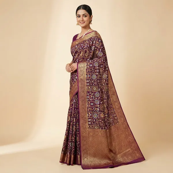 Purple_Designer_Silk_Saree_With_Rich_Zari_Weaving_Border_Premium_Floral_Motif_Festive_Wedding_Wear_Saree_With_Matching_Blouse