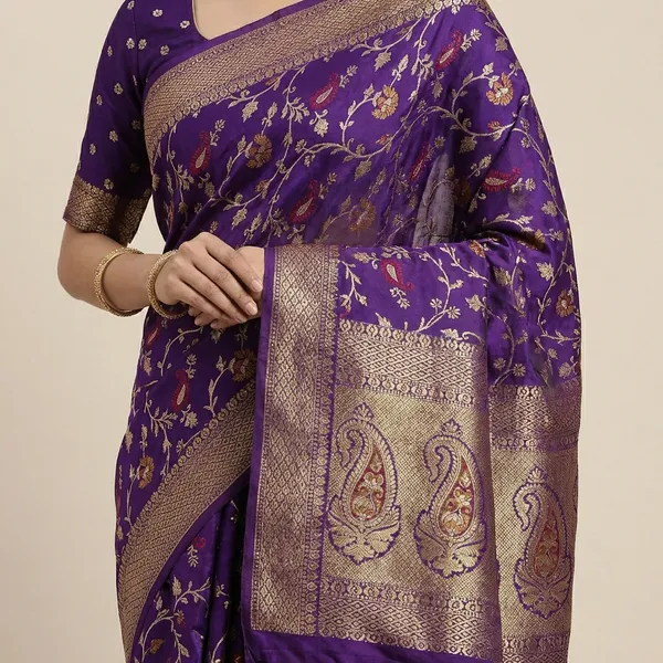 Purple_Super_Premium_Dola_Silk_Saree_With_Rich_Weaving_Border_2_Tone_Uniform_Design_Lightweight_Office_Festive_Wear_Saree_With_Matching_Blouse