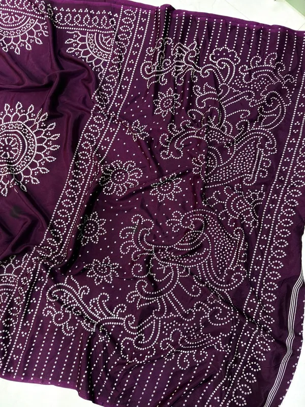 Wine_Ajrakh__Bandhani_Saree__For_Women_|_With_Blouse_Piece