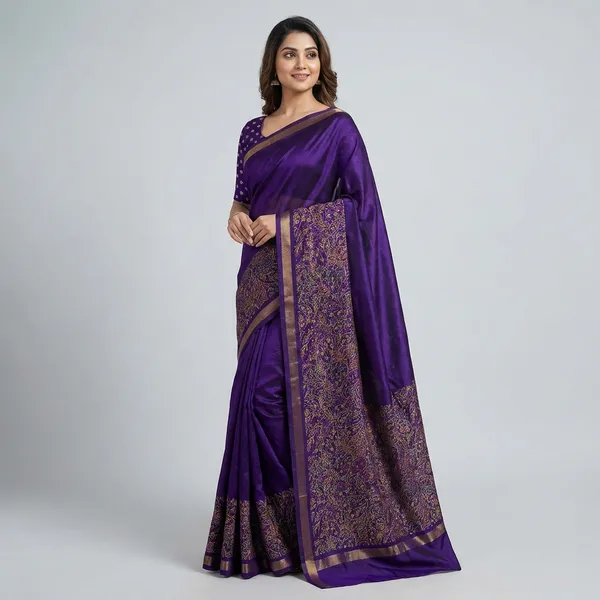 Purple_Elegant_Floral_Print_Cotton_Saree_For_Women_|_With_Blouse_Piece