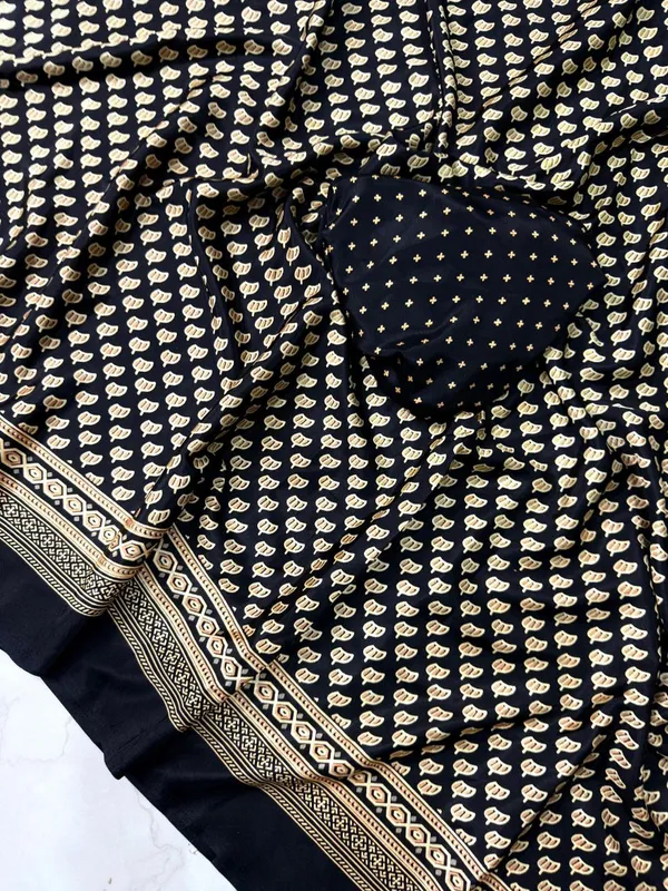 Black_Ajrakh_Silk_Saree_|_With_Blouse_Piece