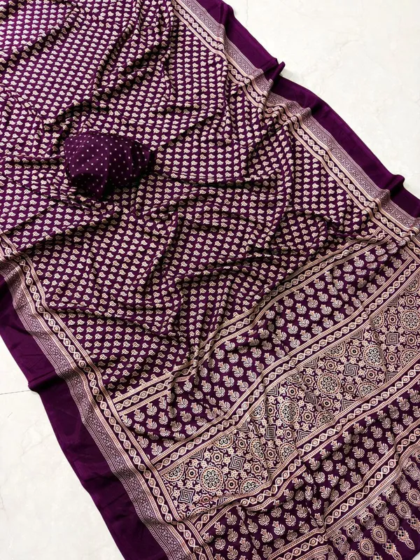 Wine_Ajrakh_Silk_Saree_For_Women_|_With_Blouse_Piece