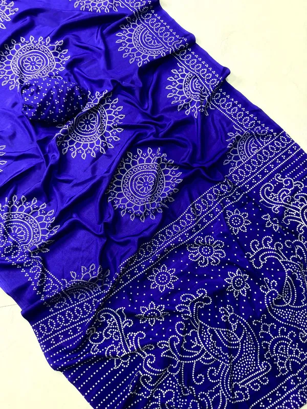 Blue__Bandhani_Saree_For_Women_|_With_Blouse_Piece