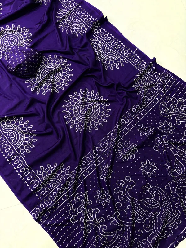 Purple_Kalamkari_Bandhani_Sareek_For_Women_|_With_Blouse_Piece