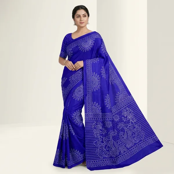 Blue__Bandhani_Saree_For_Women_|_With_Blouse_Piece