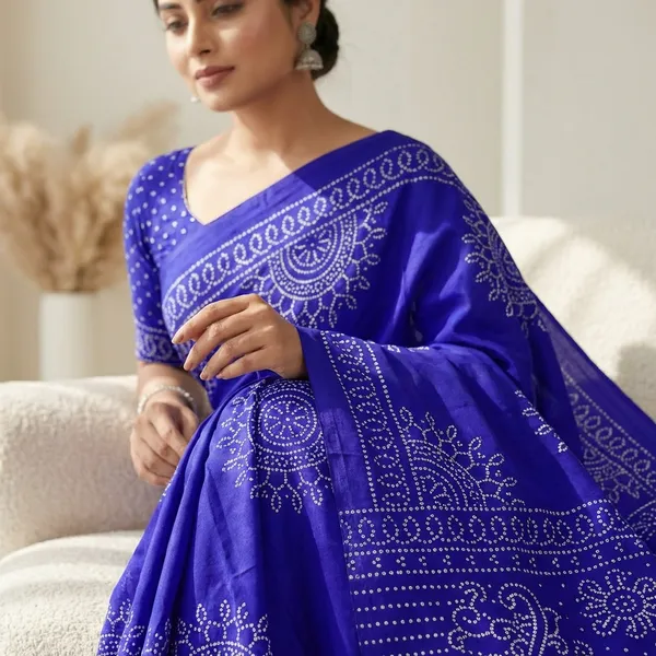 Blue__Bandhani_Saree_For_Women_|_With_Blouse_Piece
