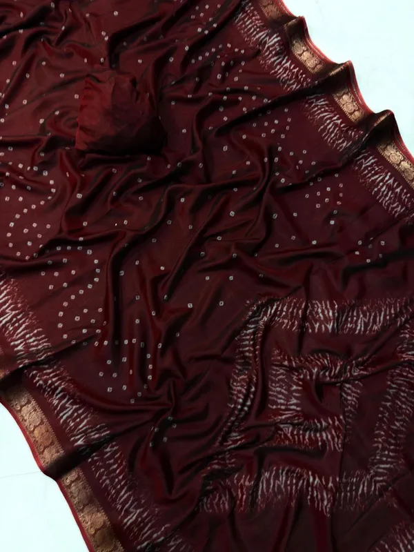 Wine_Bandhani_Saree_For_Women_|_With_Blouse_Piece