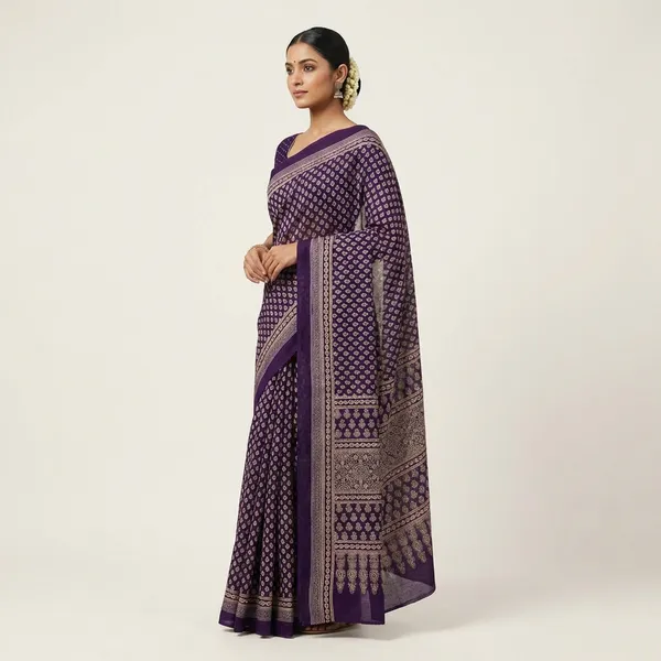 Purple_Ajarakh_Print_Saree__For_Women_|_With_Blouse_Piece