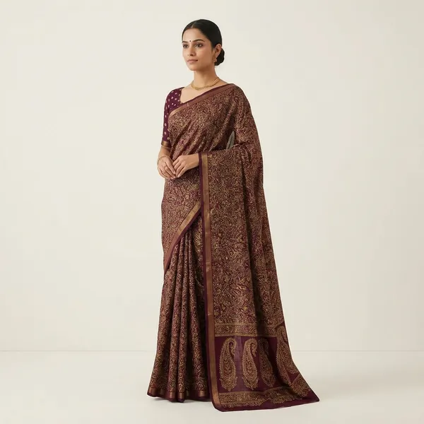 Wine_Printed_Saree_With_Blouse_Piece_For_Women_|_With_Blouse_Piece