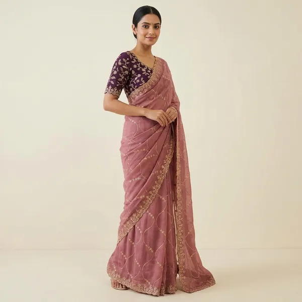 Pink_Elegant_Embroidered_Saree_With_Designer_Blouse_For_Women_|_With_Blouse_Piece