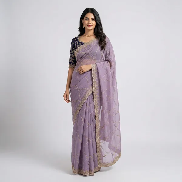 Purple_Elegant_Embroidered_Saree_With_Designer_Blouse_For_Women_|_With_Blouse_Piece