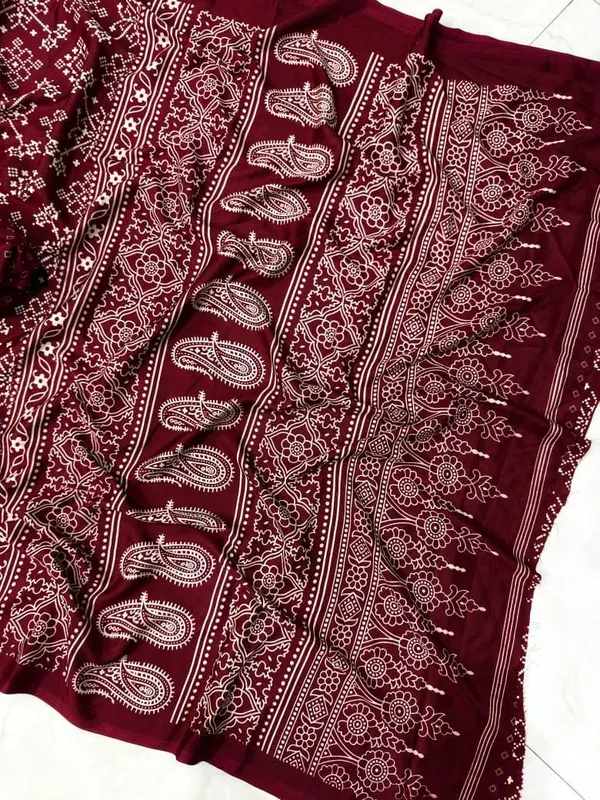 Wine_Dola_Silk_Ajrakh_Print_Saree_For_Women_|_With_Blouse_Piece