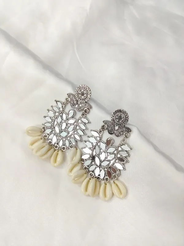 Elegant_Silver-Toned_Floral_Earrings_With_Cream_Beaded_Tassels_(Pack_Of_2)