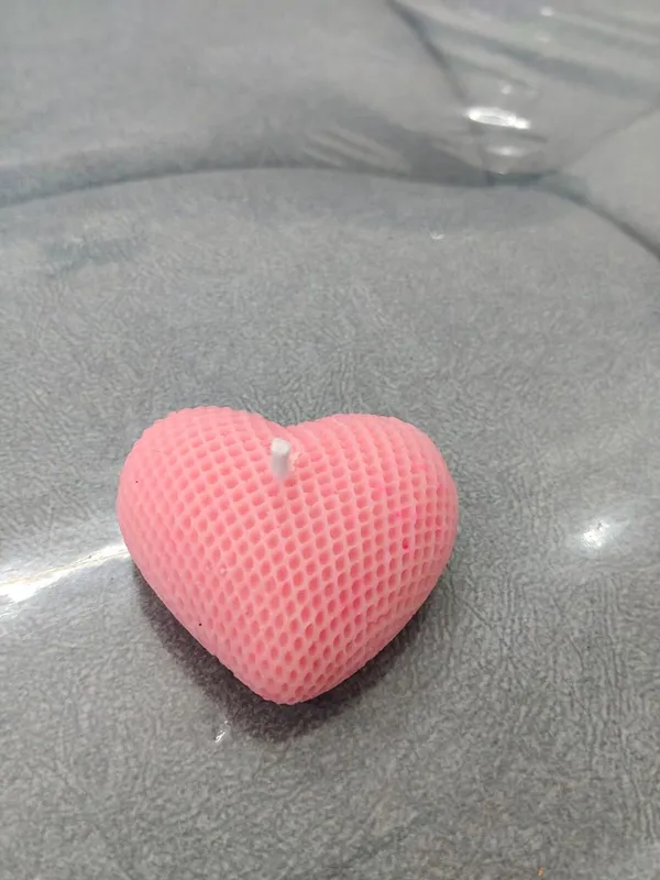 Heart_Shaped_Decorative_Candle_-_Pink_Honeycomb_Textured_Design_(pack_of_6)