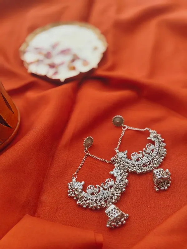 Oxidized_Silver_Chandbali_Earrings_With_Jhumka_Drops_(Pack_Of_2)
