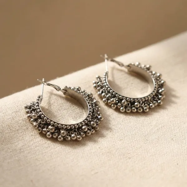 Oxidized_Silver_Hoop_Earrings_With_Intricate_Beaded_Design_(Pack_Of_2)