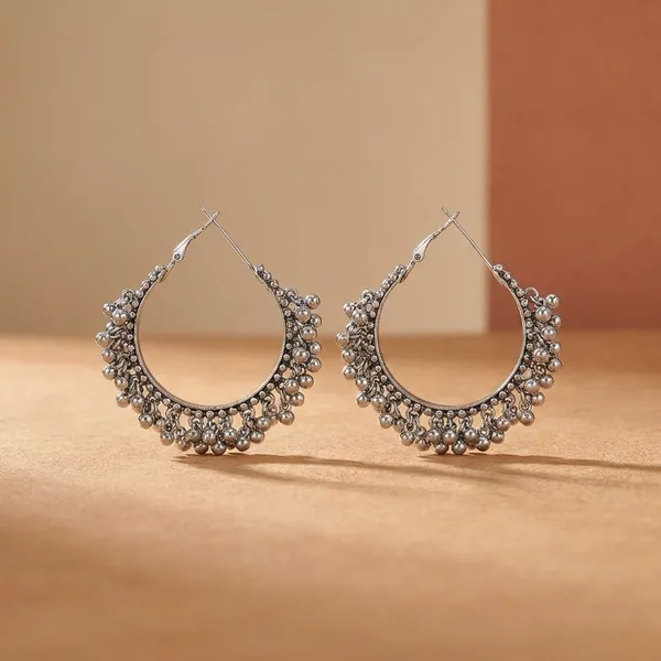 Oxidized_Silver_Hoop_Earrings_With_Intricate_Beaded_Design_(Pack_Of_2)