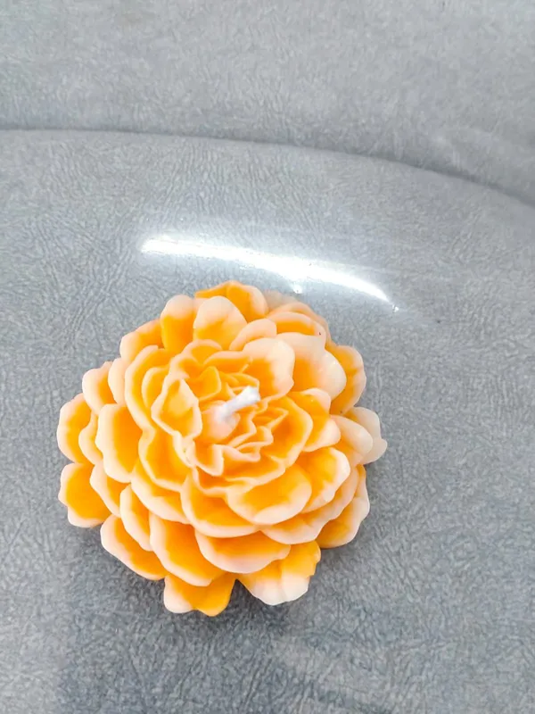 Handcrafted_Flower_Candle_-_Orange_Peony_Rose_Design_(Pack_Of_4)