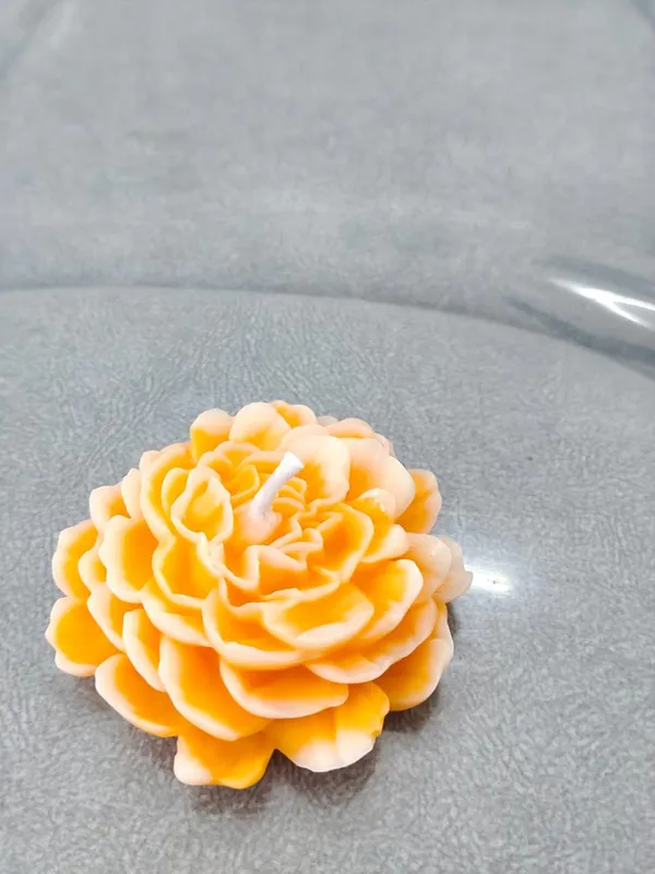Handcrafted_Flower_Candle_-_Orange_Peony_Rose_Design_(Pack_Of_4)