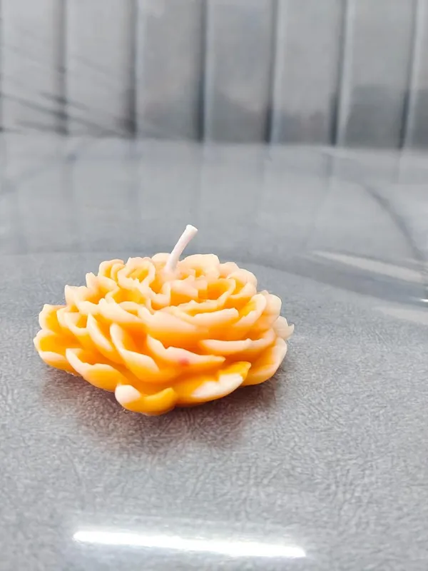 Handcrafted_Flower_Candle_-_Orange_Peony_Rose_Design_(Pack_Of_4)