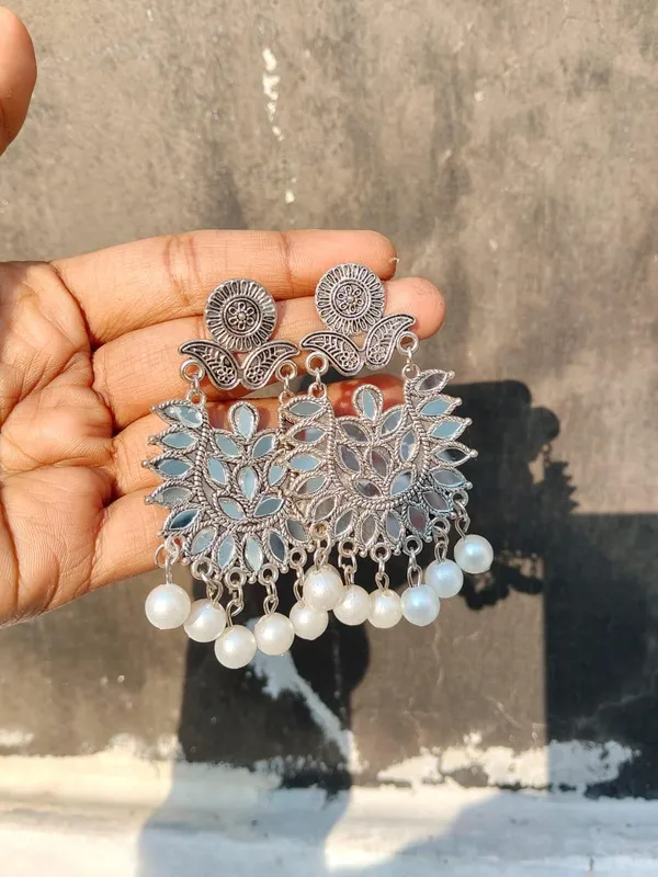 Oxidized_Silver_Floral_Chandbali_Earrings_With_Pearl_Drops_(Pack_Of_2)