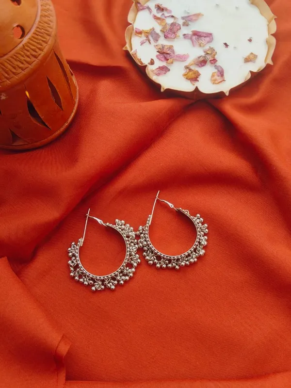 Oxidized_Silver_Hoop_Earrings_With_Intricate_Beaded_Design_(Pack_Of_2)