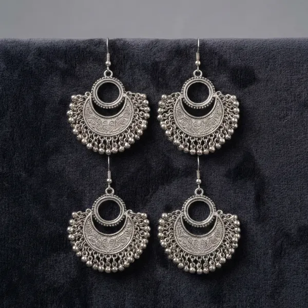 Oxidized_Silver_Chandbali_Earrings_With_Ghungroo_Detailing_(Pack_Of_2)