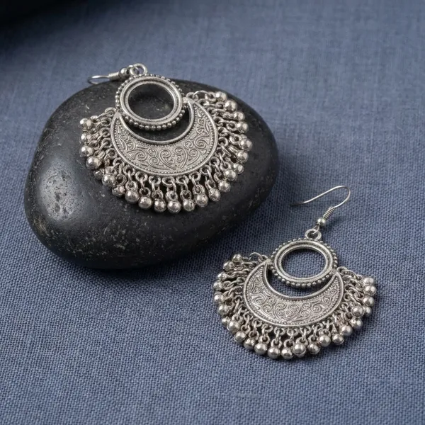 Oxidized_Silver_Chandbali_Earrings_With_Ghungroo_Detailing_(Pack_Of_2)
