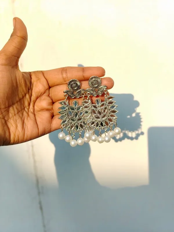 Oxidized_Silver_Floral_Chandbali_Earrings_With_Pearl_Drops_(Pack_Of_2)
