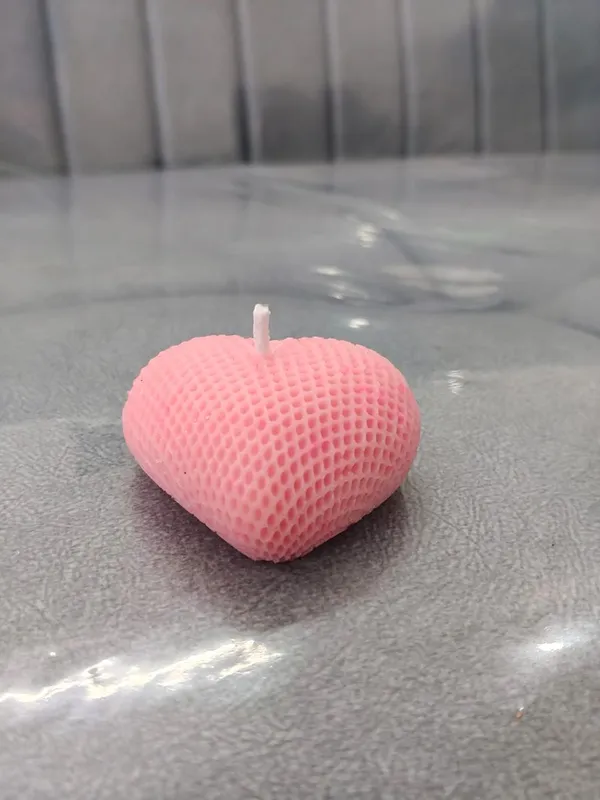 Heart_Shaped_Decorative_Candle_-_Pink_Honeycomb_Textured_Design_(pack_of_6)