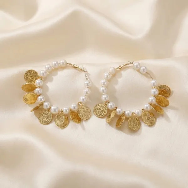 Pearl_And_Gold_Coin_Hoop_Earrings_(Pack_Of_2)
