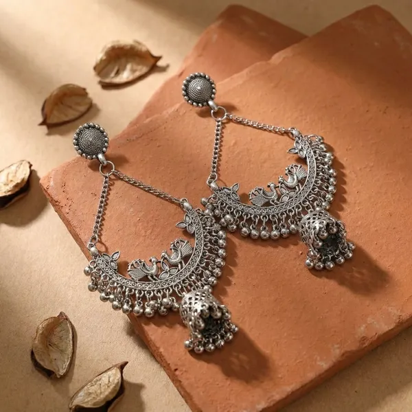 Oxidized_Silver_Chandbali_Earrings_With_Jhumka_Drops_(Pack_Of_2)