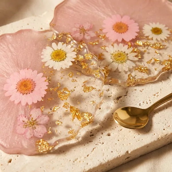 Handmade_Resin_Coaster_Set_With_Pressed_Flowers_And_Gold_Leaf_-_Pink_&_White_(Set_Of_4)