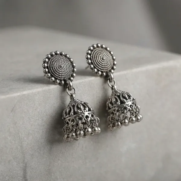 Oxidized_Silver_Jhumka_Earrings_With_Traditional_Design_(Pack_Of_2)