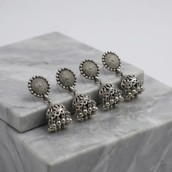 Oxidized_Silver_Jhumka_Earrings_With_Traditional_Design_(Pack_Of_2)