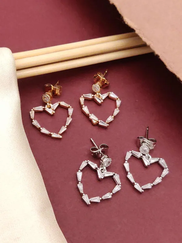 Gold_And_Silver_Tone_Baguette_Crystal_Heart_Drop_Earrings