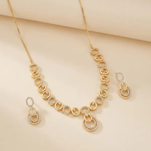 Gold_Plated_Circular_Link_Necklace_Set_With_Earrings_Nk_14