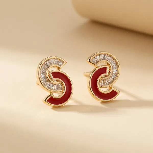 Enamel_S_Shaped_Stud_Earrings_Fashion_Set_Of_12_Pairs