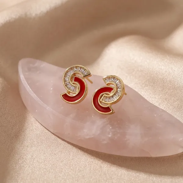 Enamel_S_Shaped_Stud_Earrings_Fashion_Set_Of_12_Pairs