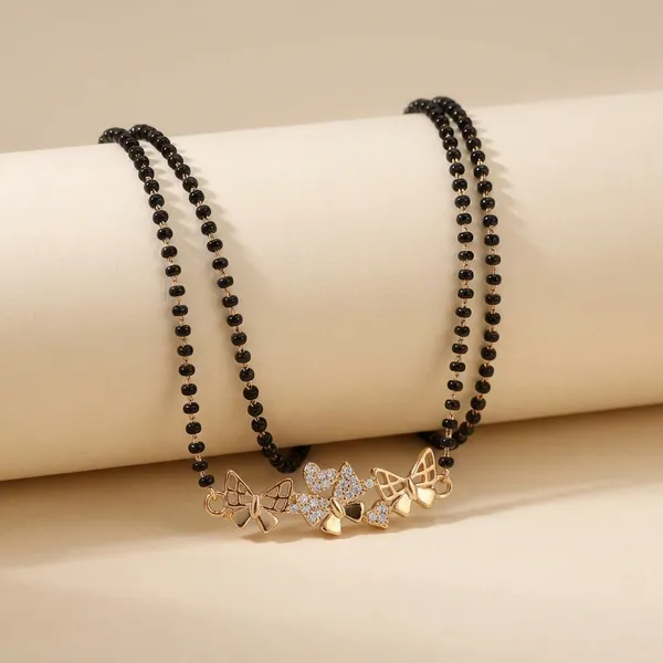 Rose_Gold_Butterfly_Pendant_Mangalsutra_Necklace_With_Black_Beads
