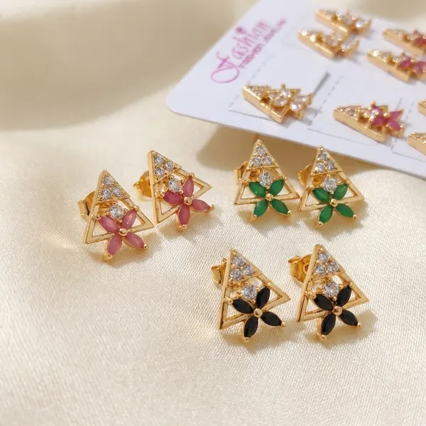 Multicolor_Christmas_Tree_Stud_Earrings_Set_Of_12_Pairs