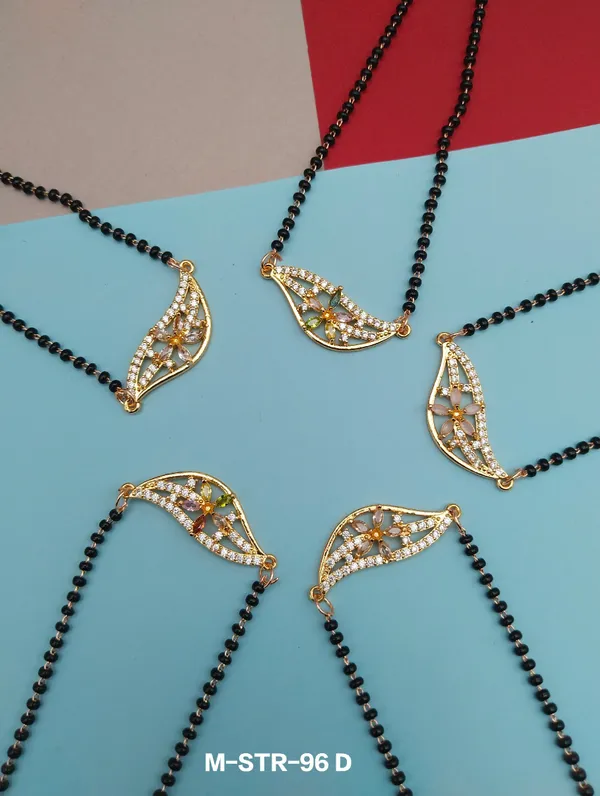 Gold_Tone_Floral_Pendant_Mangalsutra_With_Black_Beads_Designer_Design