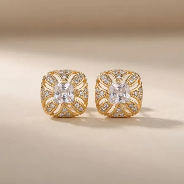 Gold_Plated_Square_Crystal_Stud_Earrings_With_Floral_Design