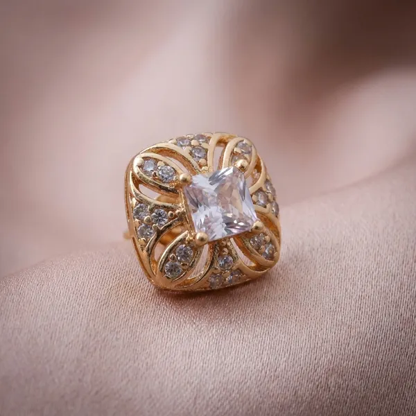Gold_Plated_Square_Crystal_Stud_Earrings_With_Floral_Design