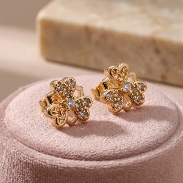Gold_Plated_Crystal_Triple_Heart_Clover_Stud_Earrings