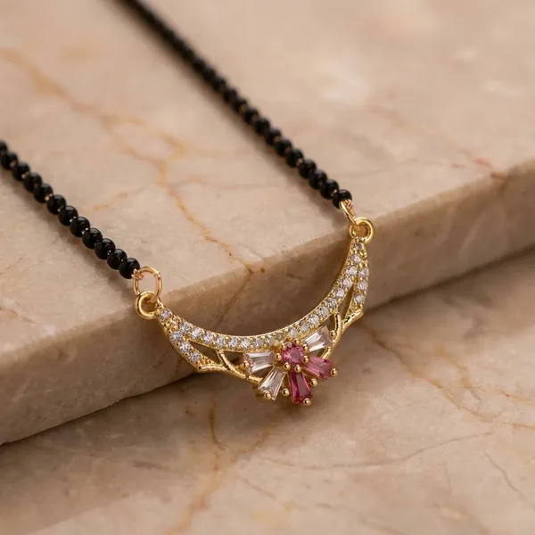 Gold_Tone_Floral_Pendant_Mangalsutra_Necklace