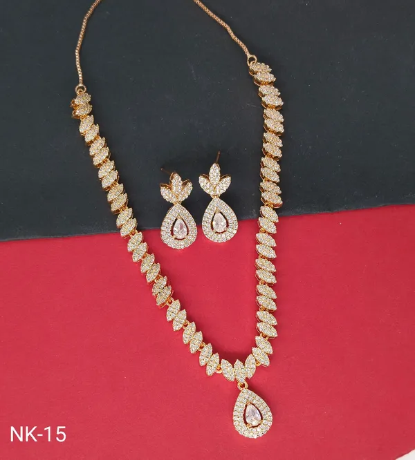 Gold_Tone_American_Diamond_Necklace_Set_With_Teardrop_Pendant_Nk_15