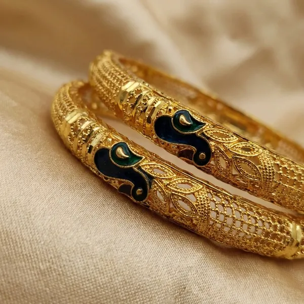 Gold_Plated_Peacock_Design_Bangles_Traditional_Set_Of_2